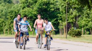 Weekend fun while riding a bike with family